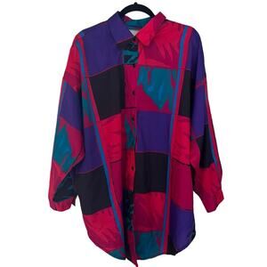 Vintage Regal Row Bright Tunic Mini Dress Size XL Colorful Big Blouse retro